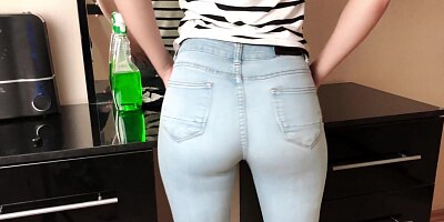 Girl Was Doing Household Chores And Got Dick Masturbation