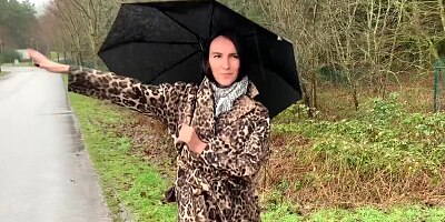 A truck driver fucked a amazing brunette in the woods
